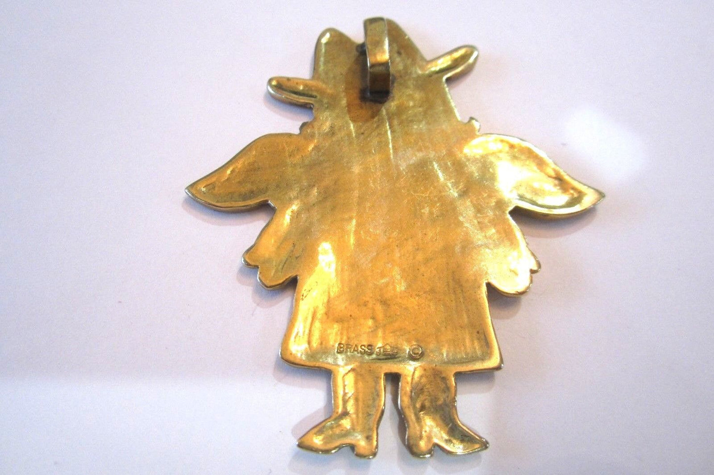 Jeep Collins Brass Large Statement Pendant Women Guardian Angel Cowgirl Jewelry