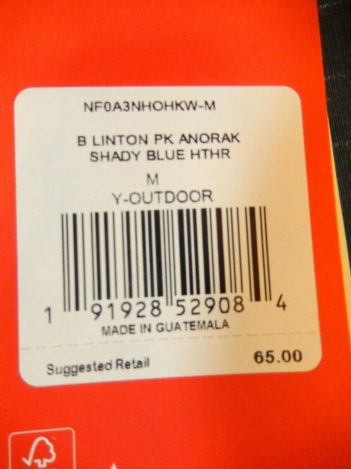 *NWT* $65 The North Face Boys Linton Peak Anorak Jacket Blue Hooded Size M