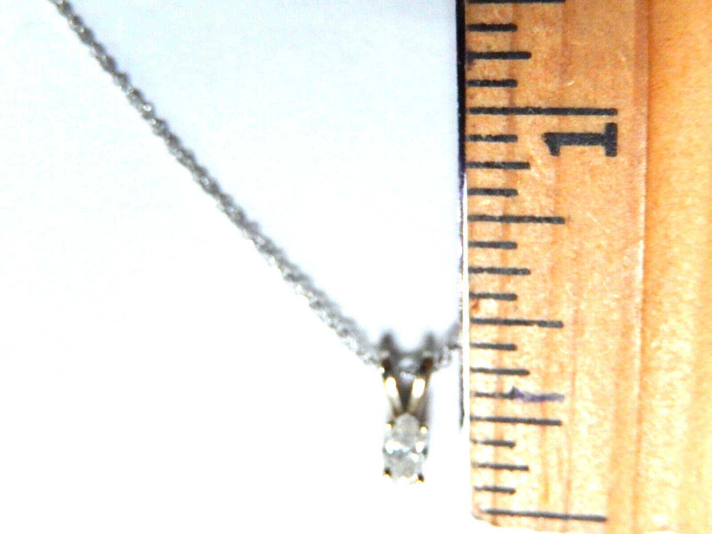 14K White Gold 1/5ct Fancy MarquiseNatural Diamond Solitaire Pendant w/17" chain