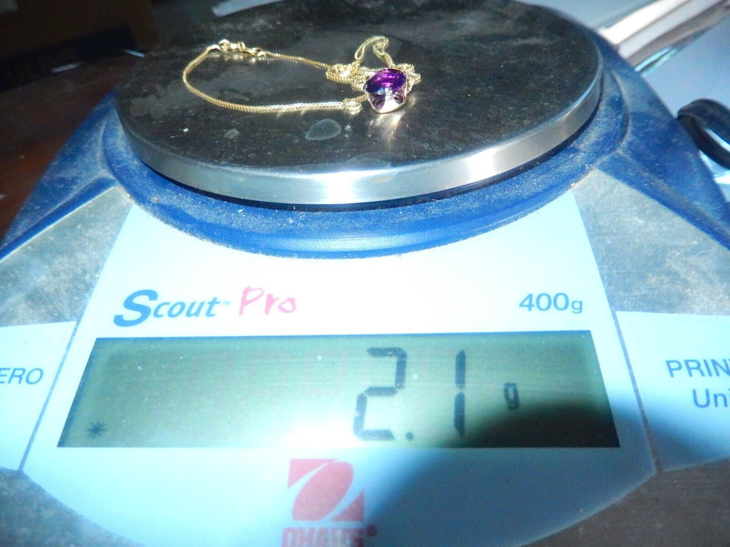 14K Yellow Gold 3.00 CT Oval Amethyst Solitaire Pendant w/18"chain