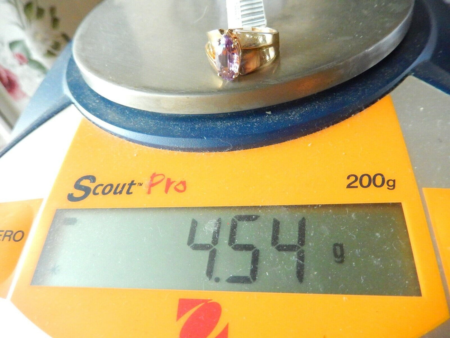 VINTAGE 10K SOLID YELLOW GOLD MARQUISE-CUT AMETHYST GEMSTONE RING - SIZE 7 1/4