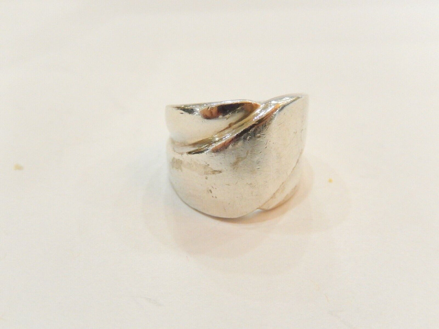 *VINTAGE* STERLING SILVER MODERNIST 16mm WIDE BAND RING Size 7.25