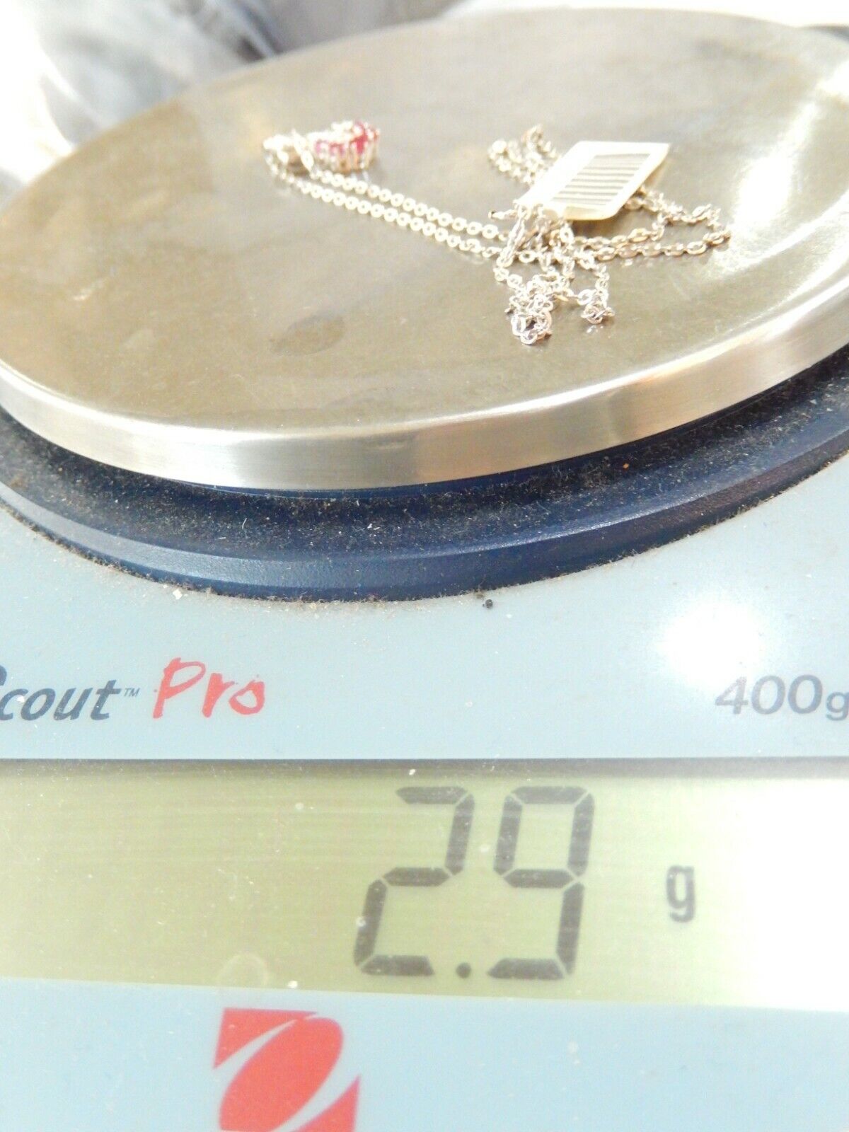 10k White Gold 1/4 CT Ruby And Diamond Pendant w/18" Chain