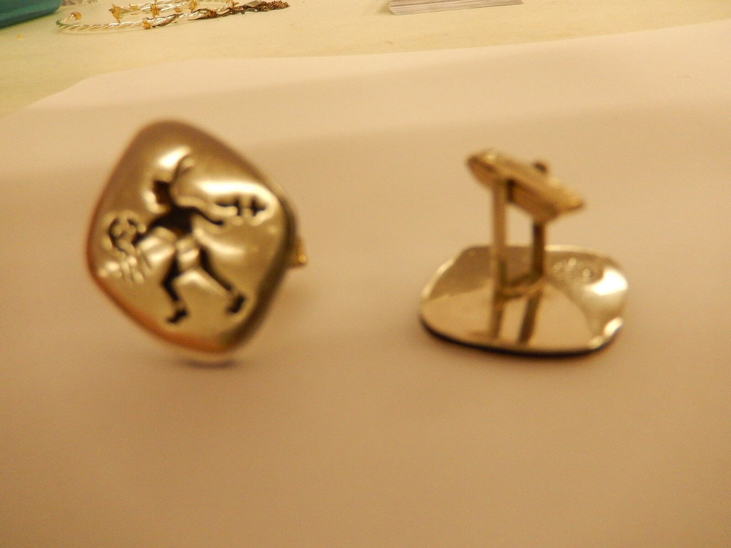RARE Vintage Southwest Dancing Indian Brave Sterling Silver Cufflinks