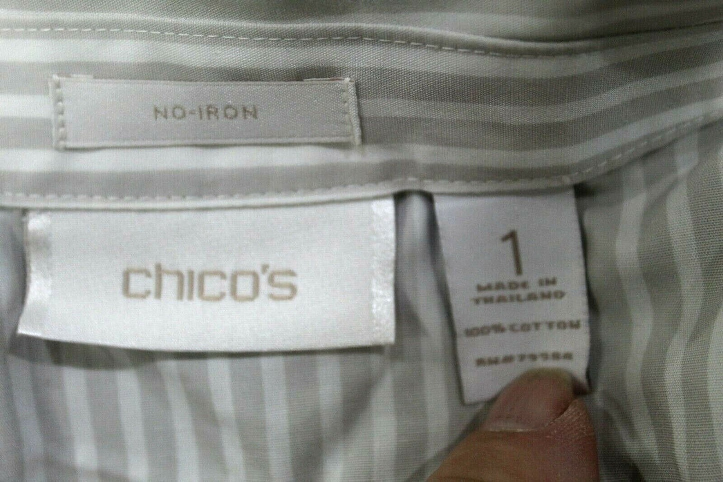 Chico's No-Iron Button-Down Stripe Blouse (Chico's 1) 100% Cotton SUPER CUTE