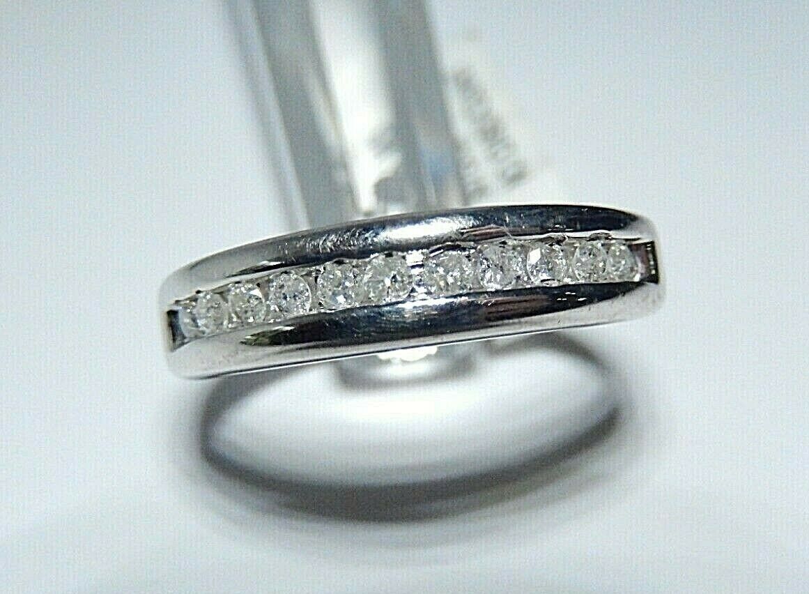 *NWT* 10k Solid White Gold .25ct Diamond Engagement Wedding 5mm Band Ring Siz 8