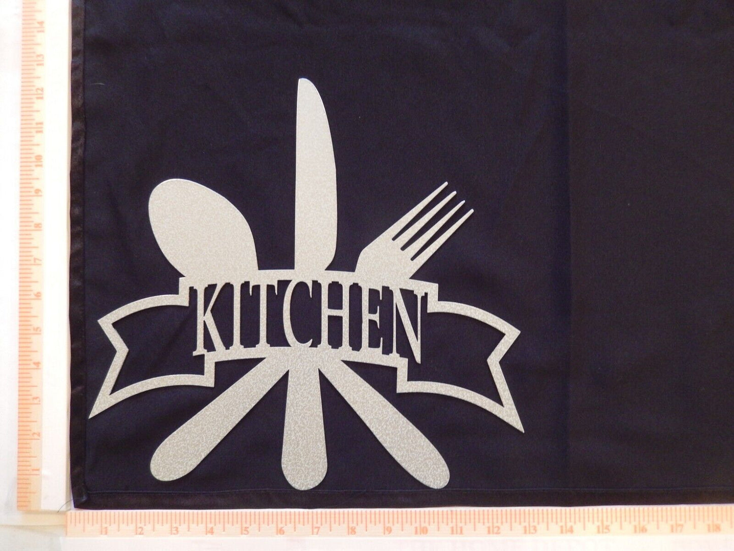 "NEW- 14 ga."KITCHEN" Metal Tableware Dinner Knife Fork Spoon Powder Coated Sign