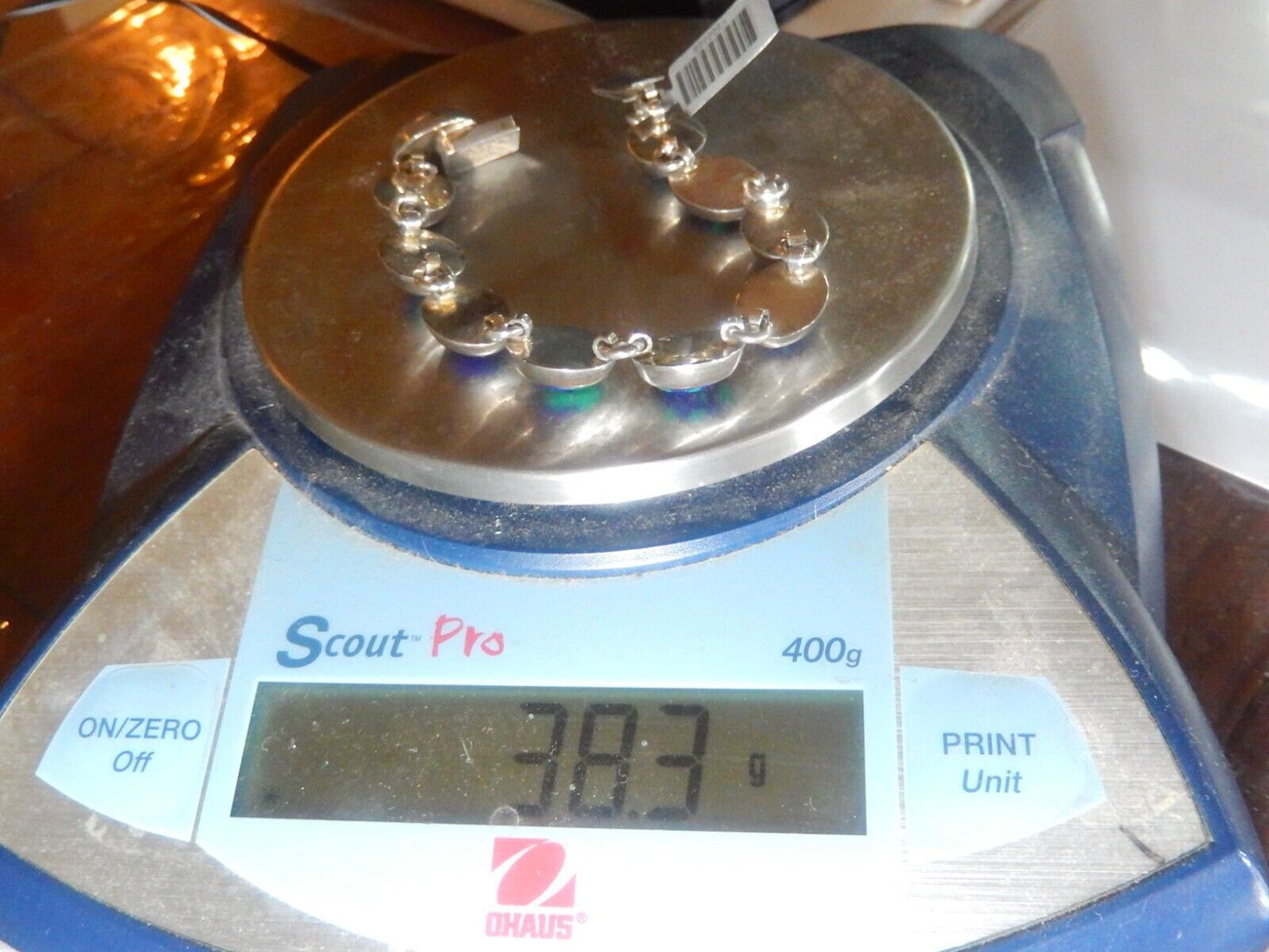 *VINTAGE* Taxco 925 Sterling Silver Lapis lazuli Stone Bracelet 7.75"