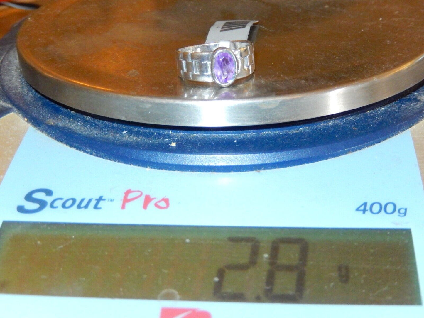 * VINTAGE* SOUTHWESTERN STERLING SILVER OVAL FACETED AMETHYST RING SIZE 5.5