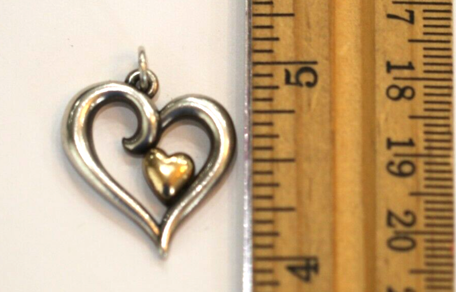 James Avery Sterling Silver / 14K Gold JOY OF MY HEART Pendant - 1 1/8" Tall