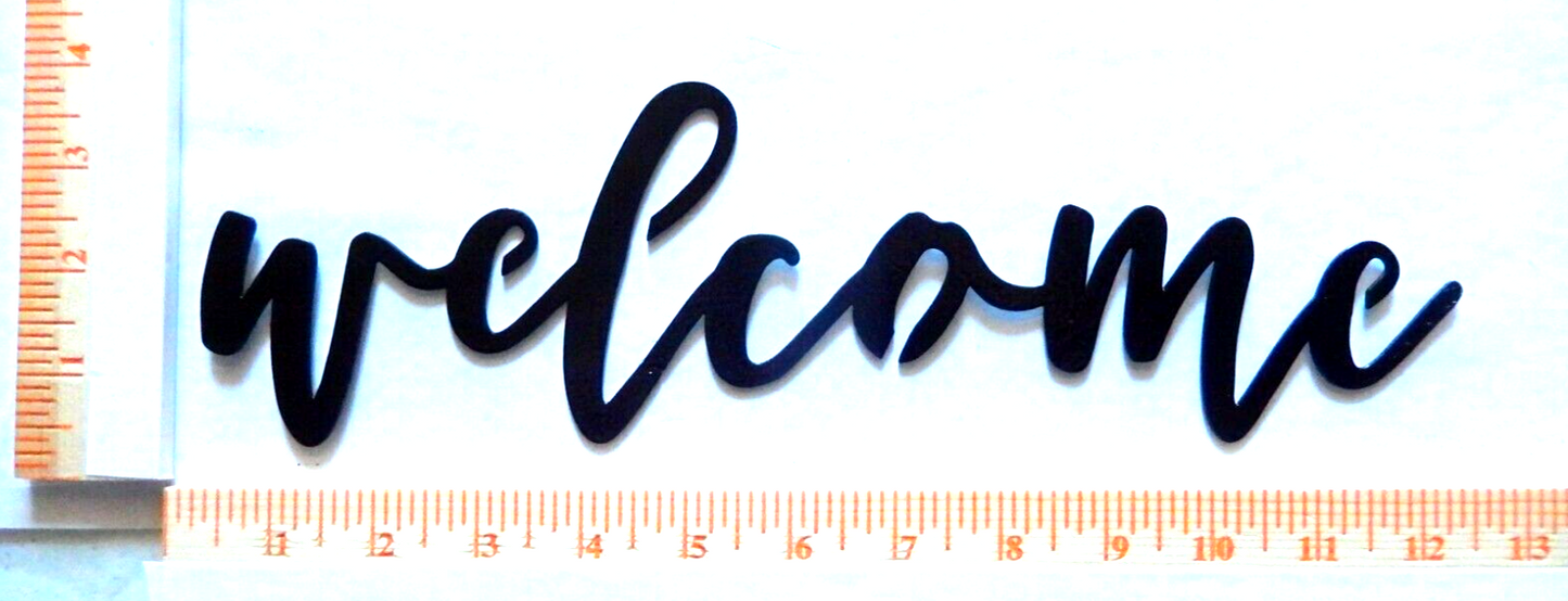 ~NEW~ 14ga. "WELCOME" Metal Sign Plasma Cut Wall Art Home Decor - 12" x 3.75"