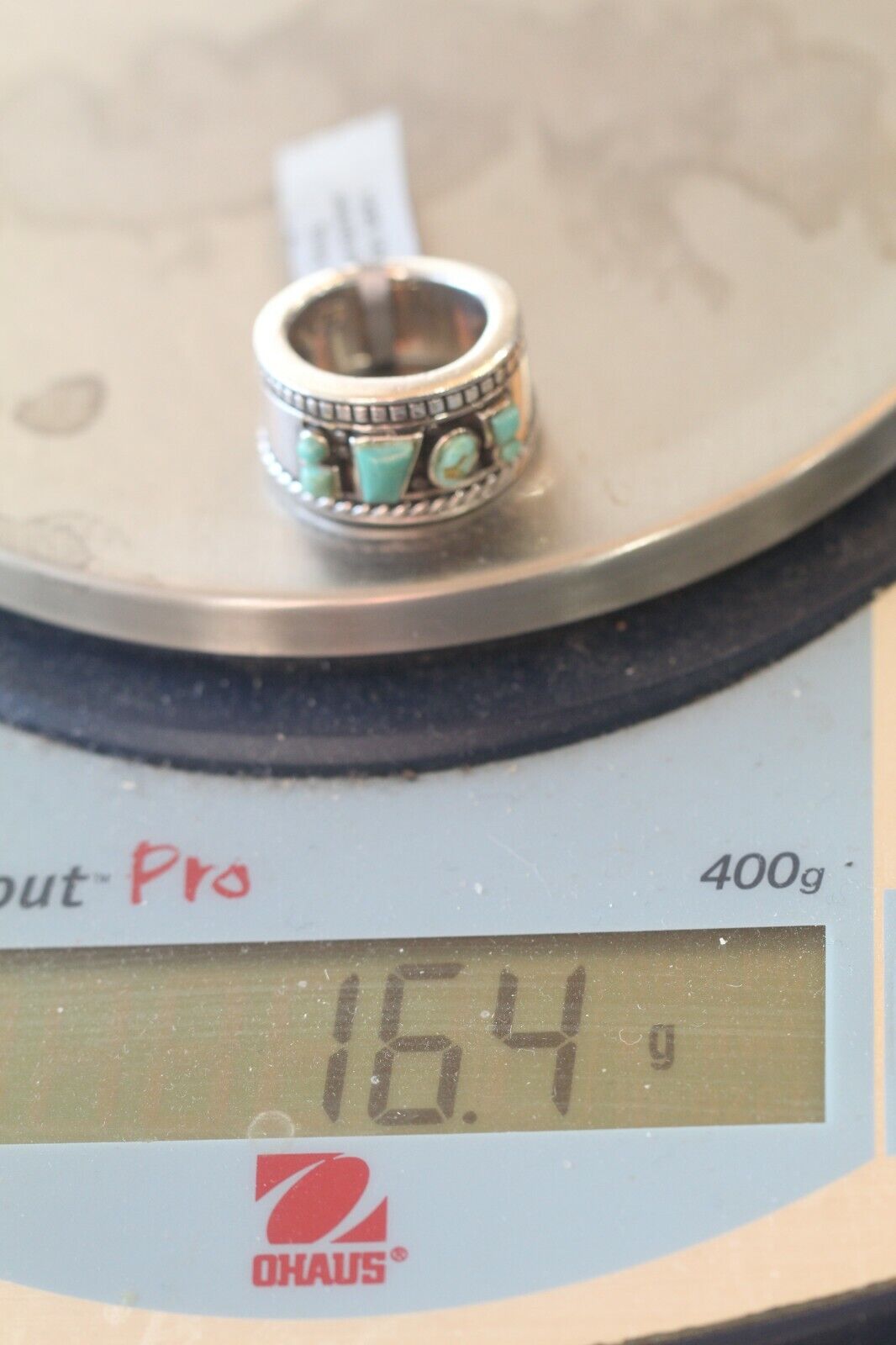 *VINTAGE* Native American THICK Sterling Silver 925 Turquoise Ring Size 6.25