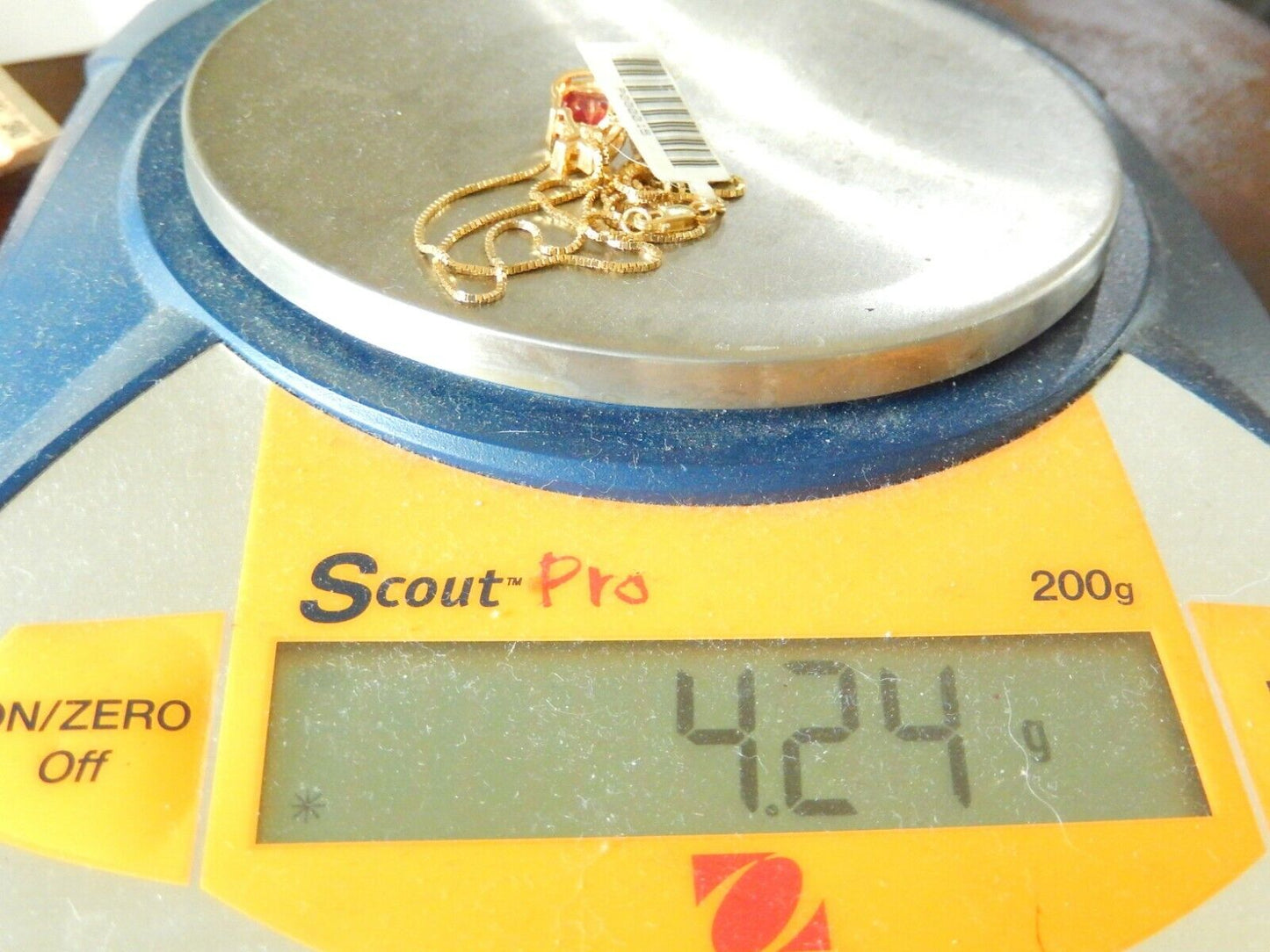 *VINTAGE*10K Yellow Gold 2.5CT Ruby & Diamond Pendant with 10K 18" Box Chain