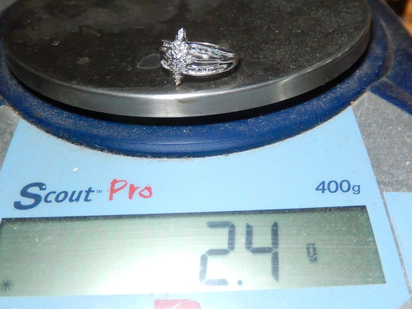 10K White Gold 14 Natural Diamond Engagement Wedding Ring Sz 7