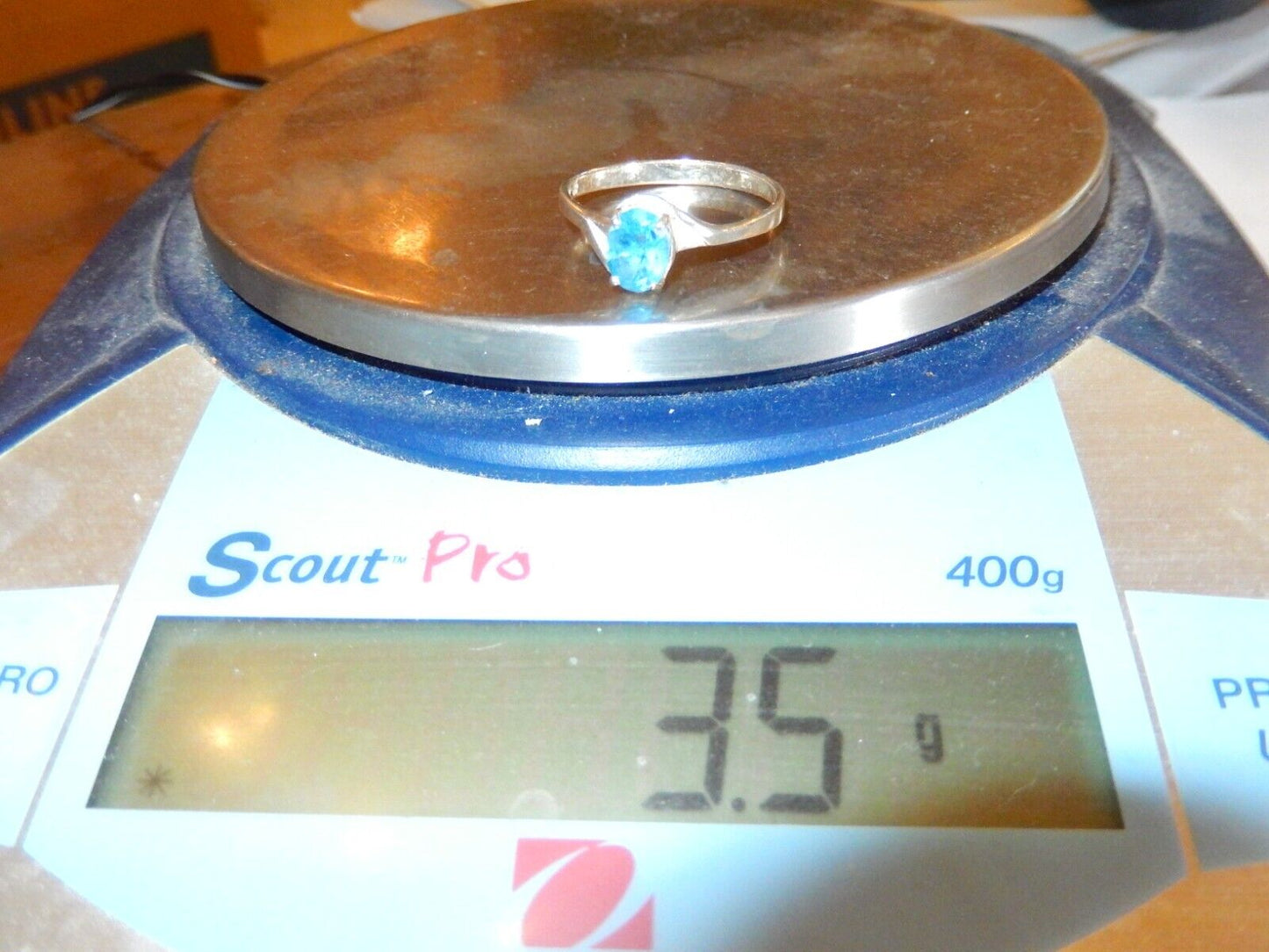 *VINTAGE* Size 12.5 - Sterling Silver 1.50 CT BLUE TOPAZ SOLITAIRE RING