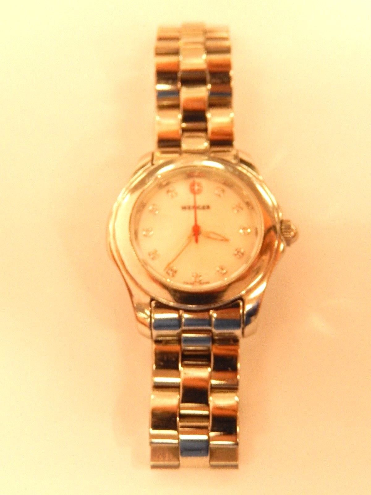 *MINT* WENGER WOMEN'S SWISS WHITE FACE STAINLESS STEEL DIAMOND NUMBERS WATCH