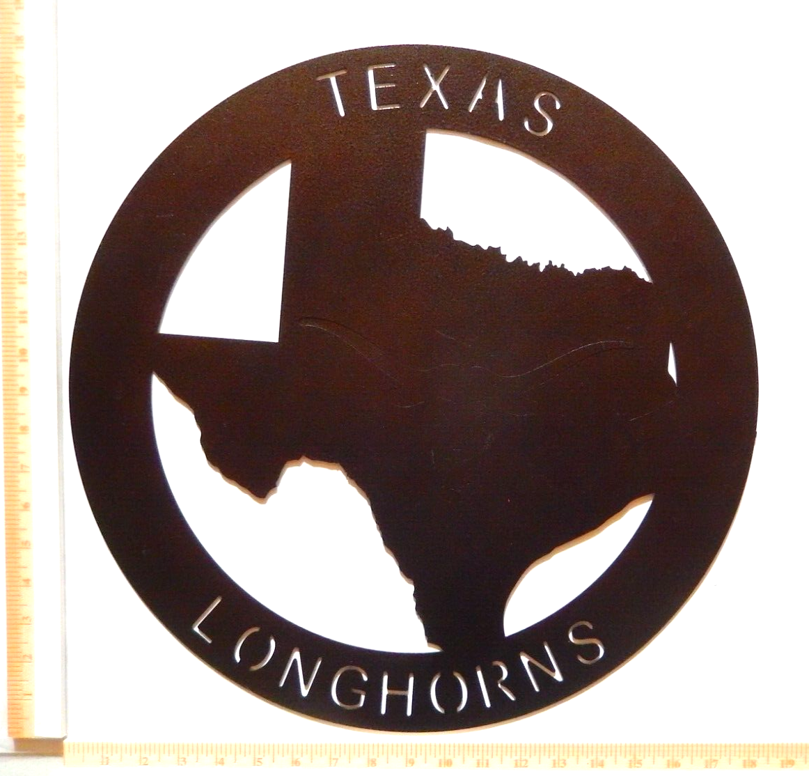 ~NEW~ LARGE 13ga. "TEXAS LONGHORNS" HEAVY Copper Brown Metal Wall Art -18"