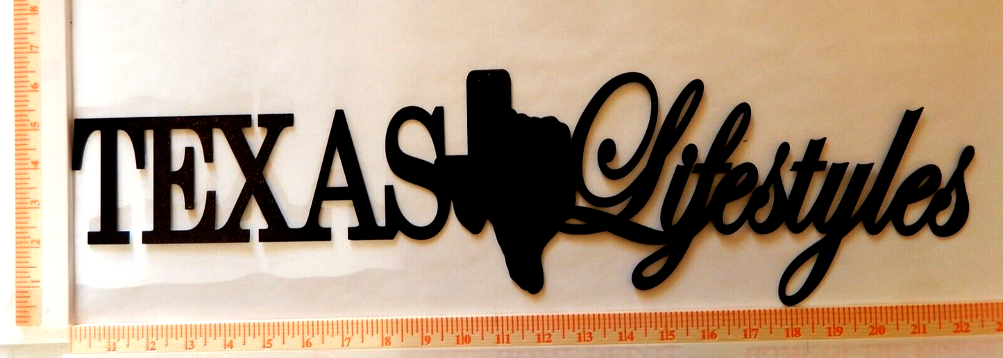 NEW~ 14ga."TEXAS LIFE STYLES" Copper Brown Powder Coated Wall Art 23" x 5.5"