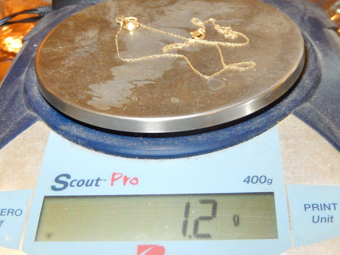 *VINTAGE* 10K Yellow Gold .75CT Cubic Zirconia Solitaire Pendant w/10K 18" Chn