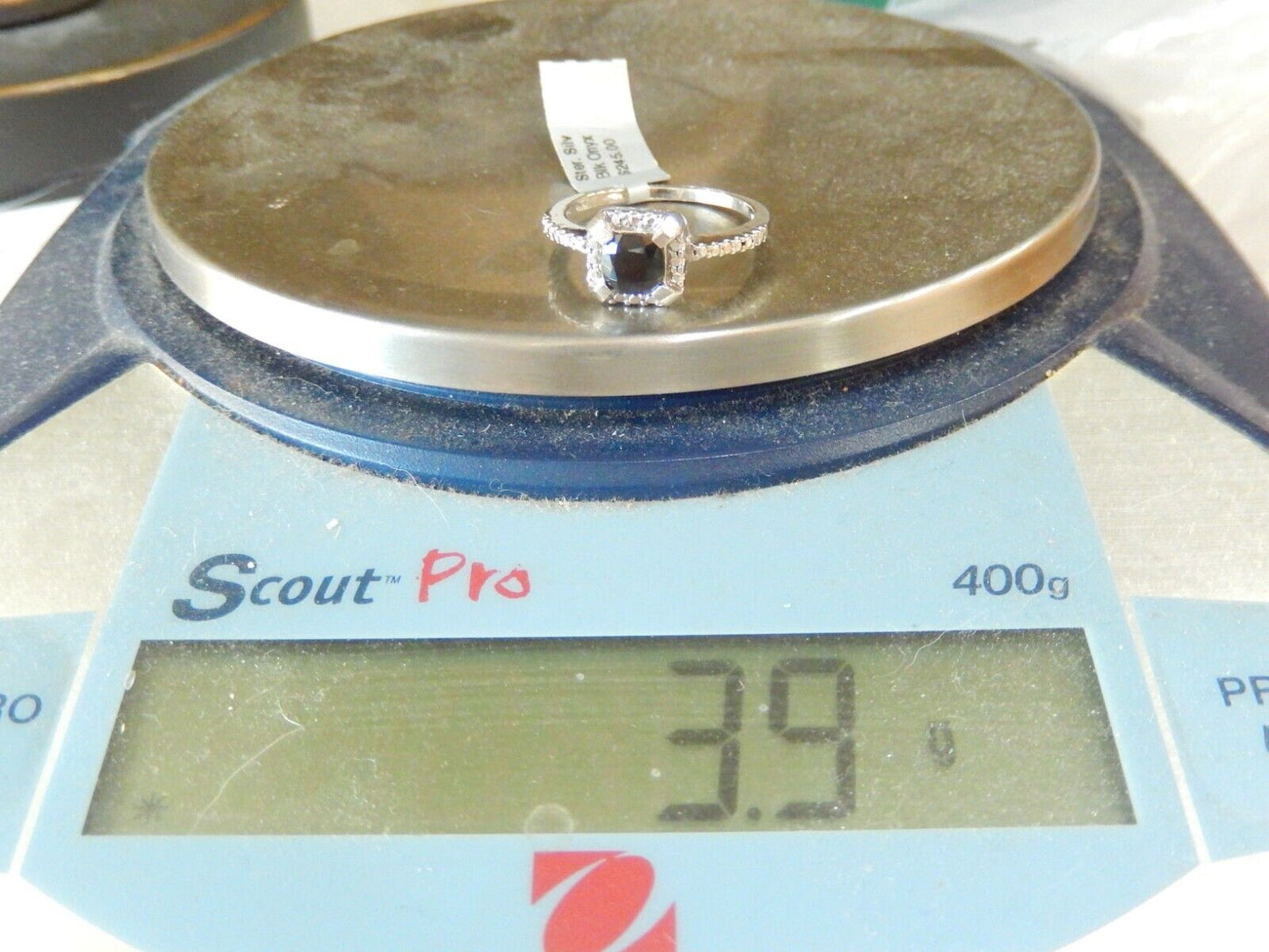 *VINTAGE* Sterling Silver Cushion Cut Black Onyx Ring Size 10.25