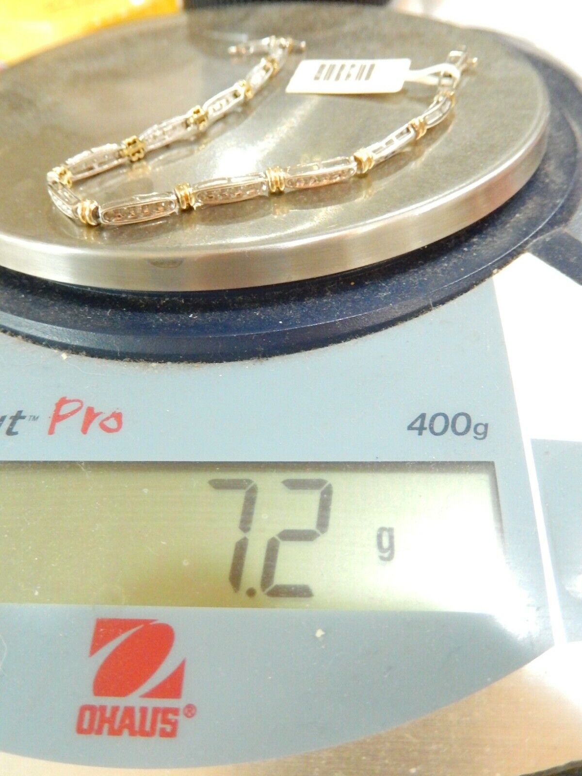 *VINTAGE* 10k Yellow and White Gold .50CT Diamond Fancy Link Bracelet 7.25"
