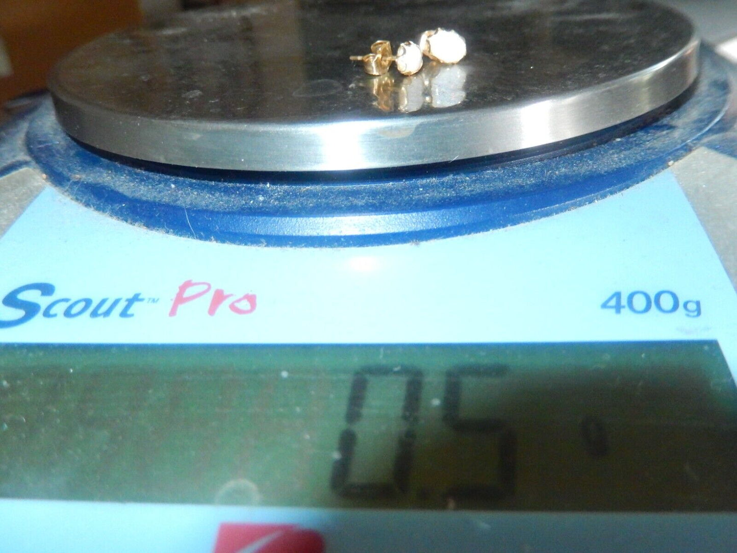14k Yellow Gold White Color Play Opal Oval Stud Earrings 6.78mm x 4.90mm