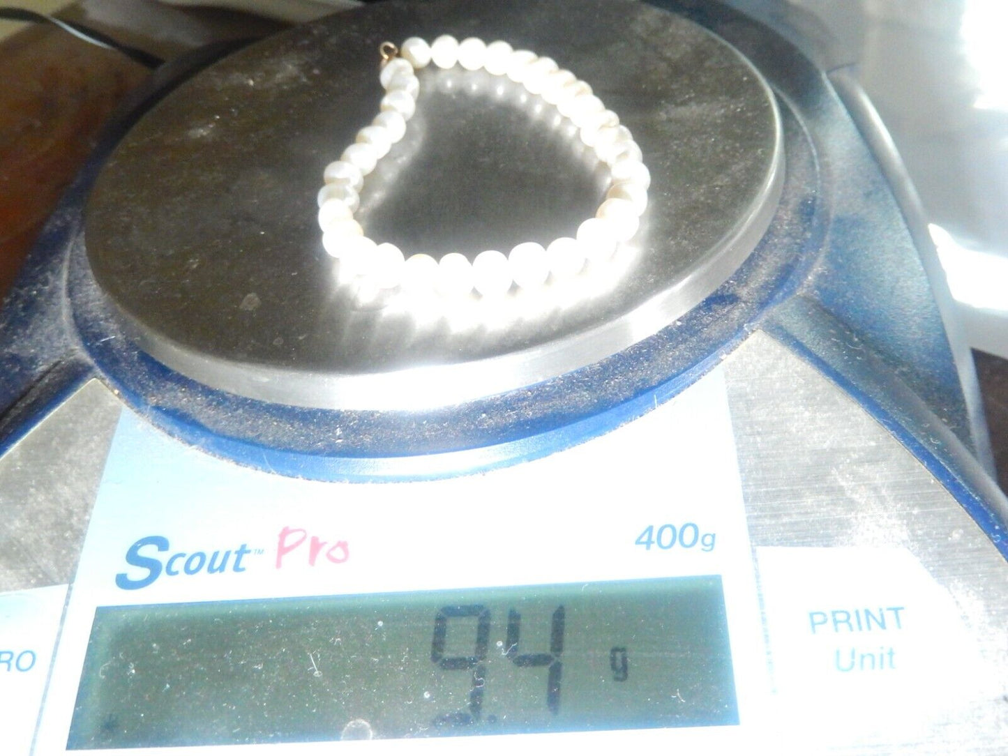 *VINTAGE* 10K Yellow Gold 6.5 mm Cultured Pearl 7.5 Inch Bracelet