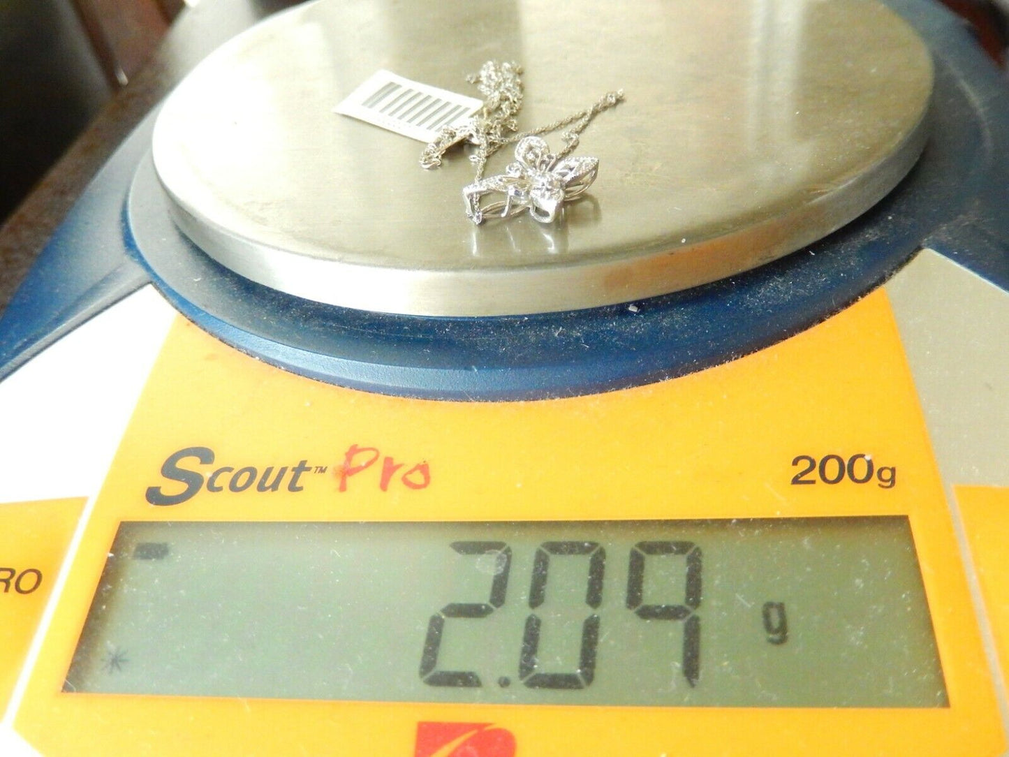 10K White Gold Filigree Butterfly Diamond Midsize Pendant Necklace 20" 10K Chain