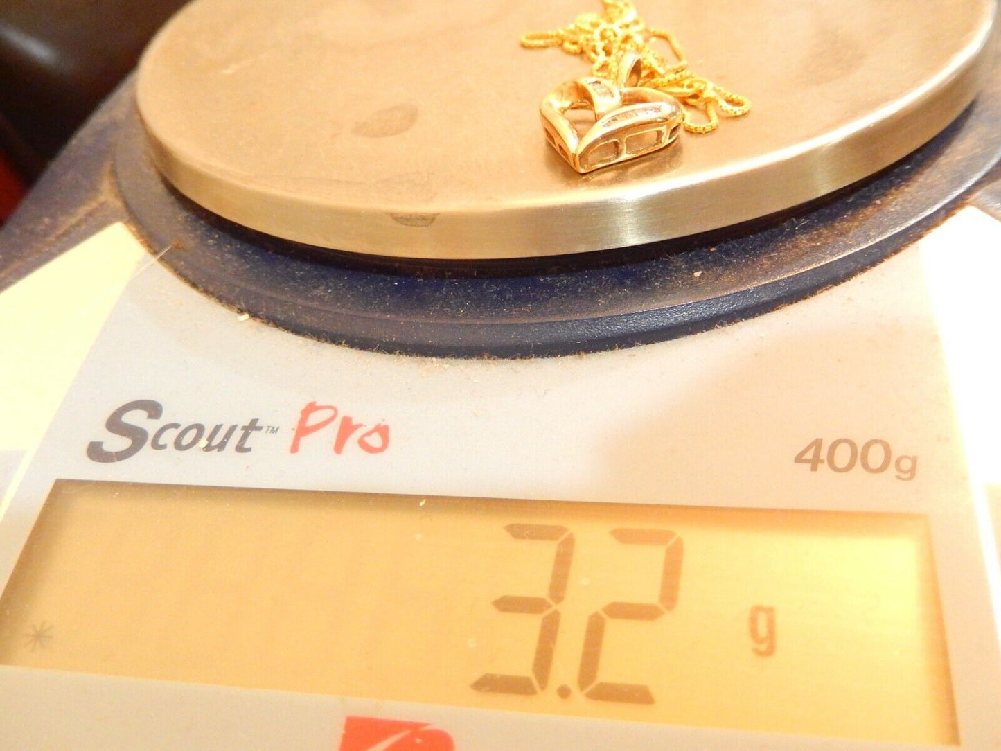 *VINTAGE* 10K YELLOW GOLD OPEN HEART BAGUETTE DIAMOND CLASSIC PENDANT w/18"Chain