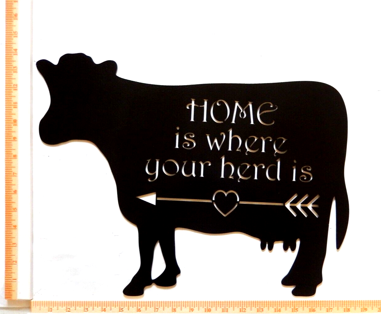 ~NEW~ LARGE 14ga. "Home is Where Your Herd is" Black Metal Sign - 18" x 14"
