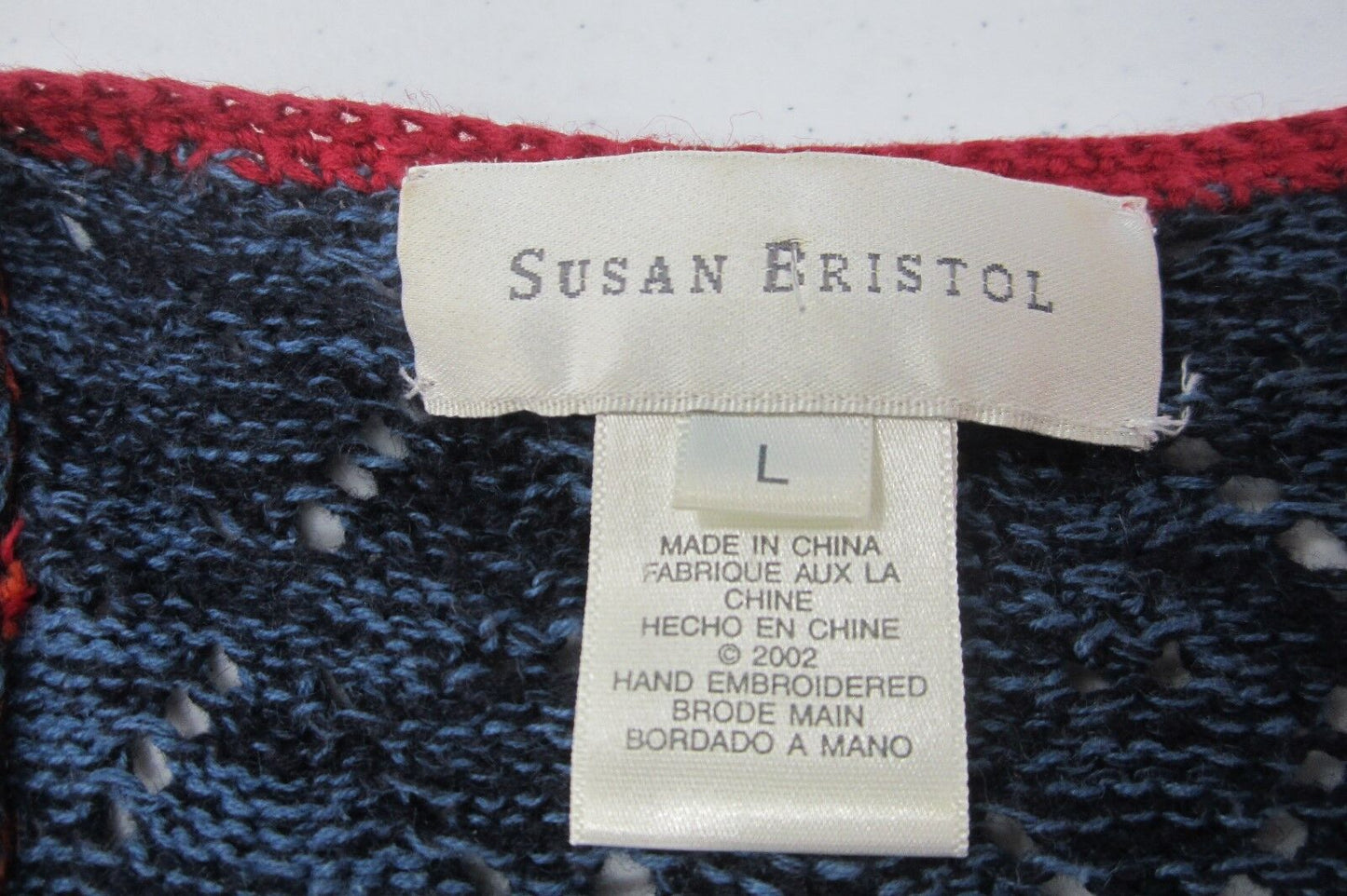*MINT* VINTAGE SUSAN BRISTOL HAND-EMBROIDEREd SWEATER Vest WOMEN'S Sz Large
