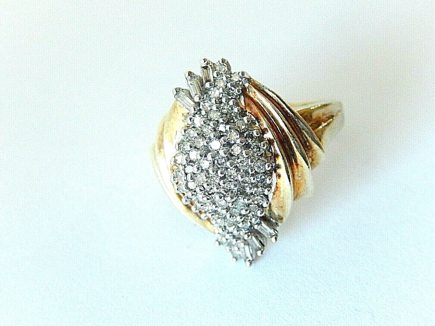 1.00 CARAT T.W. LADIES ROUND CUT DIAMOND CLUSTER RING 10K YELLOW GOLD Sz 7.5