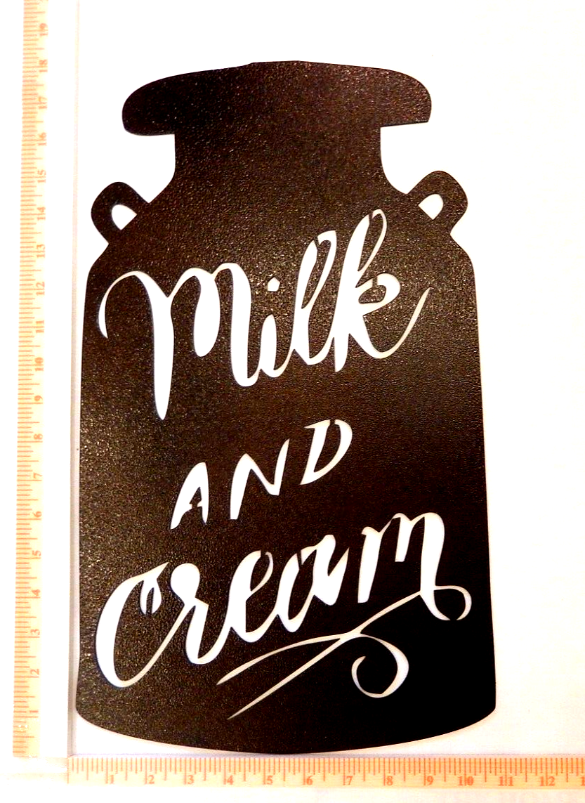 ~NEW~ 14ga. "MILK AND CREAM" Copper Brown Powder Coated Metal Wall Art 18"x11"