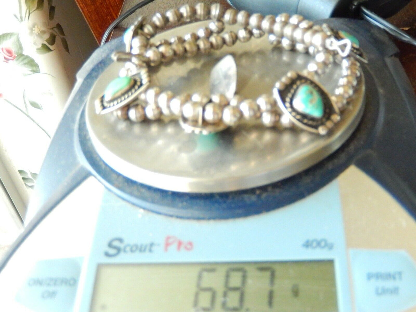 *VINTAGE* Navajo 925 Sterling Silver Turquoise 15" Necklace