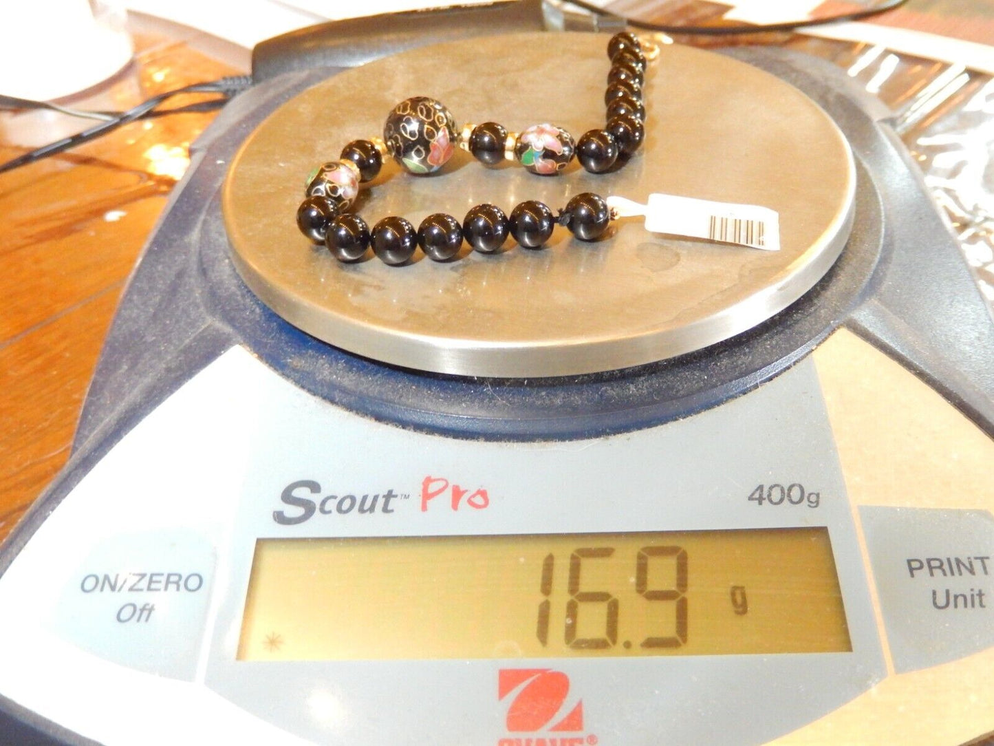 *VINTAGE* 14K Yellow Gold Cloisonne Enamel 7.5" Beaded Bracelet