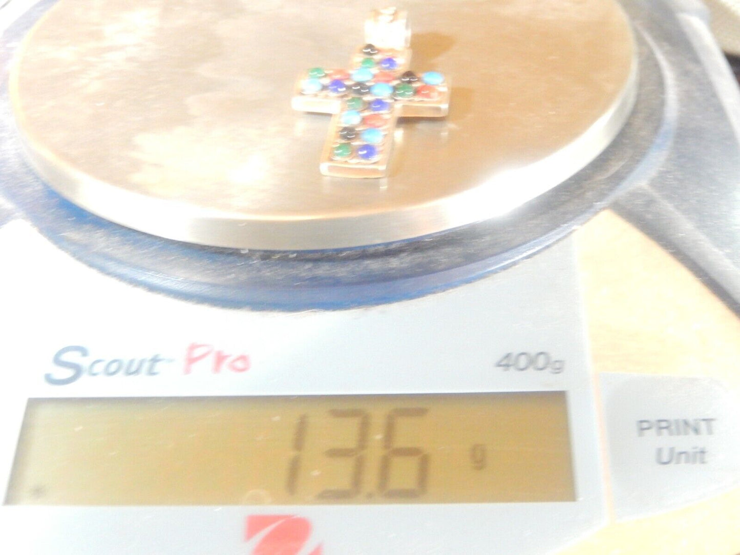 *VINTAGE* STERLING SILVER MULTI STONE CROSS PENDANT - SIGNED 925