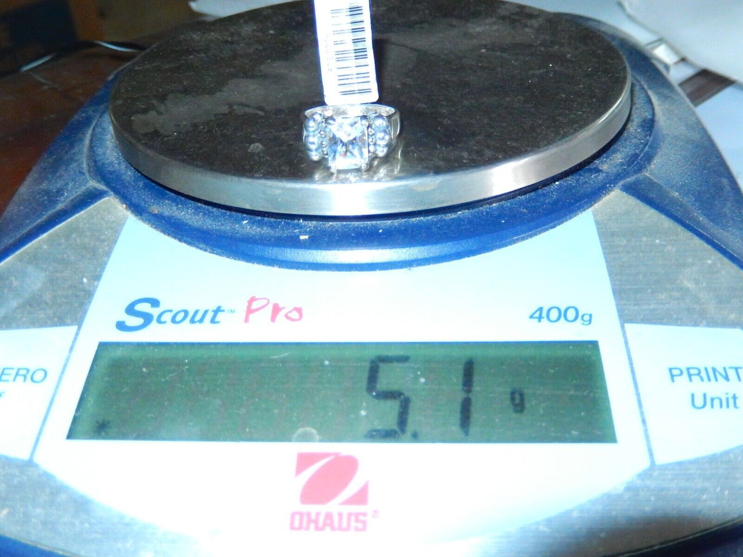STERLING SILVER 2.50CT EMERALD CUT CZ ARTISIAN BEAD BAND SOLITAIRE RING Sz 6.25