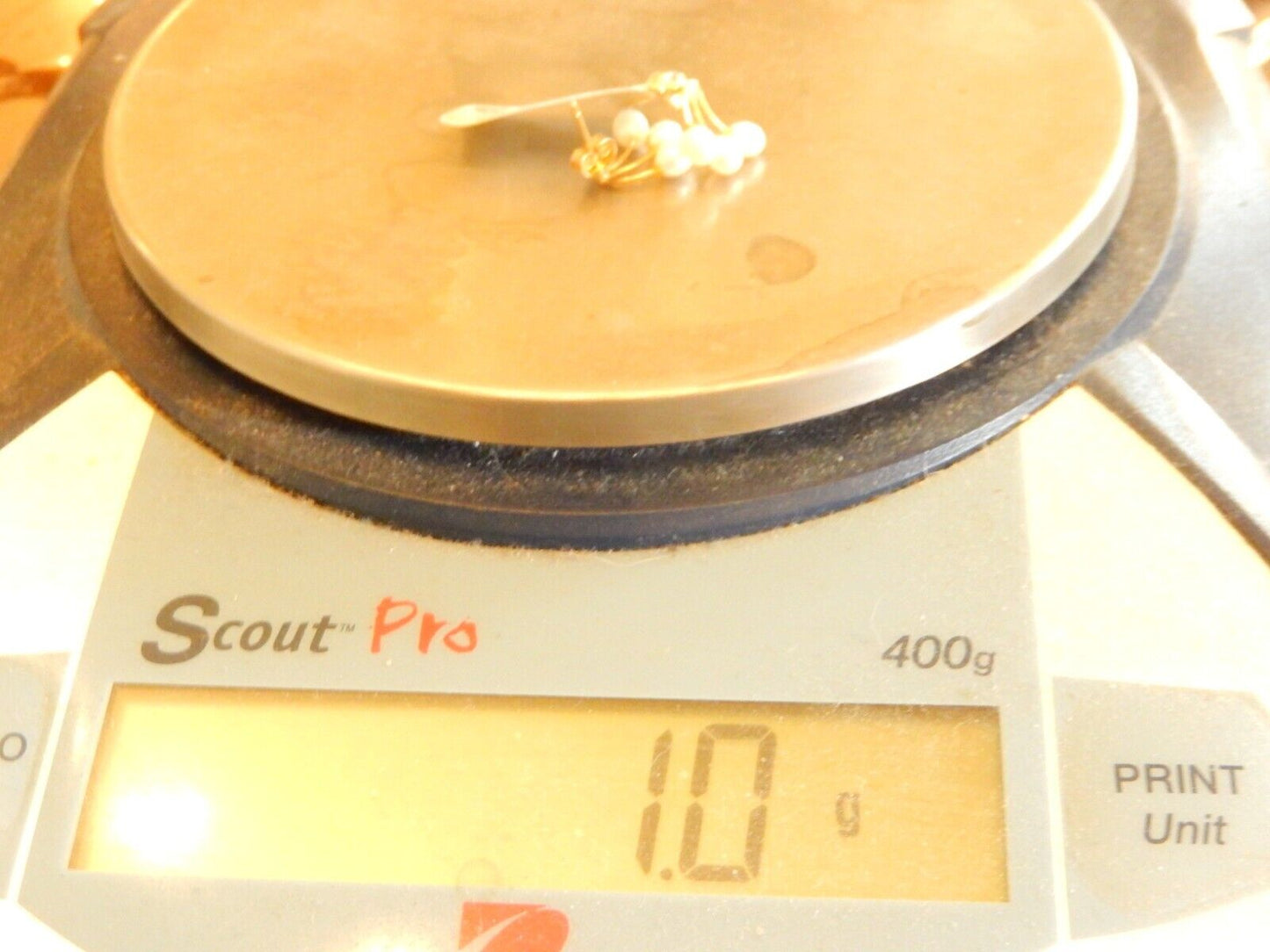 *NEW* 14k Yellow Gold Three Pearl Earrings