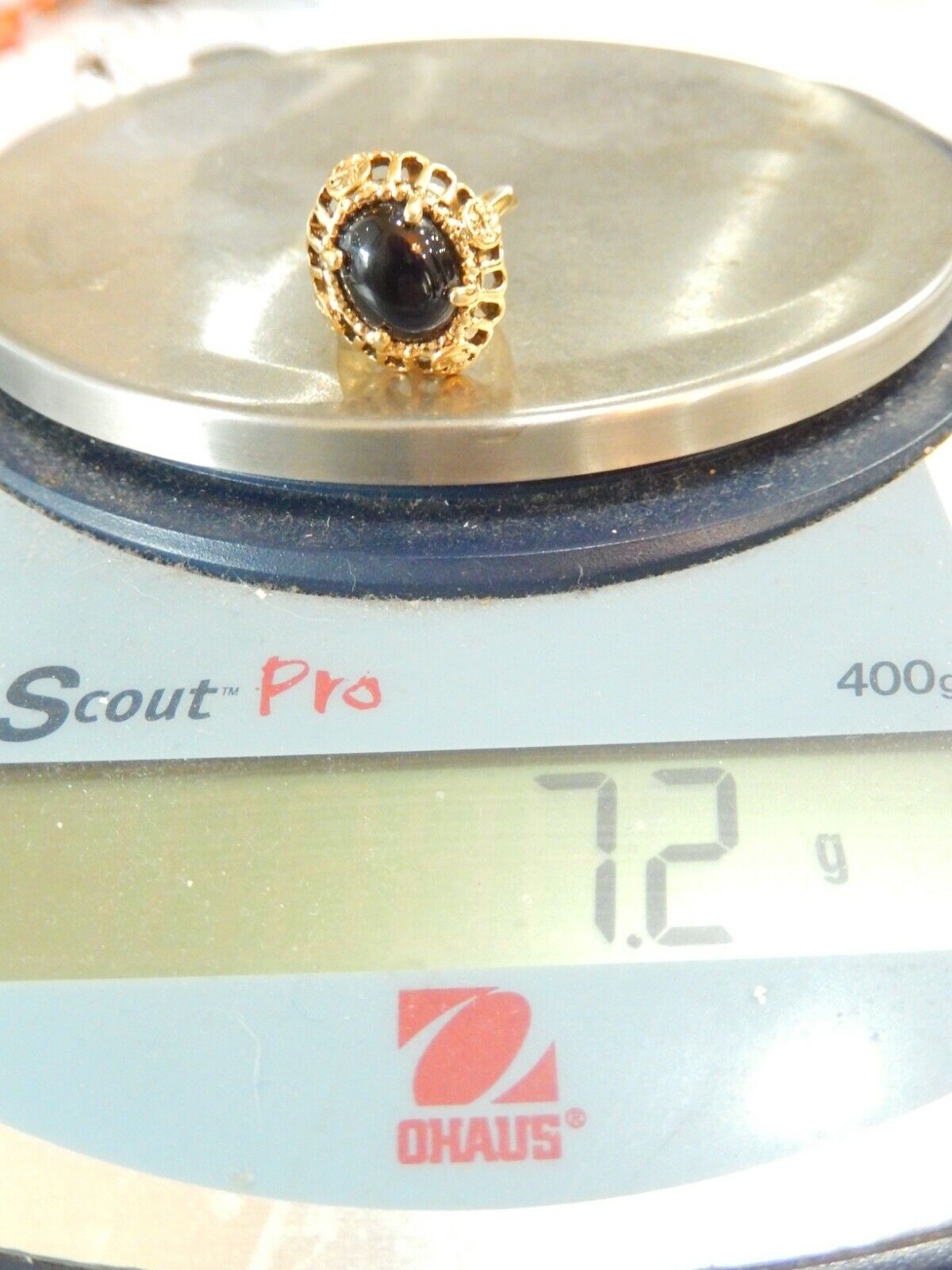 *VINTAGE* LIND 14K HGE Yellow Gold Plated Black Onyx Ring Size 6