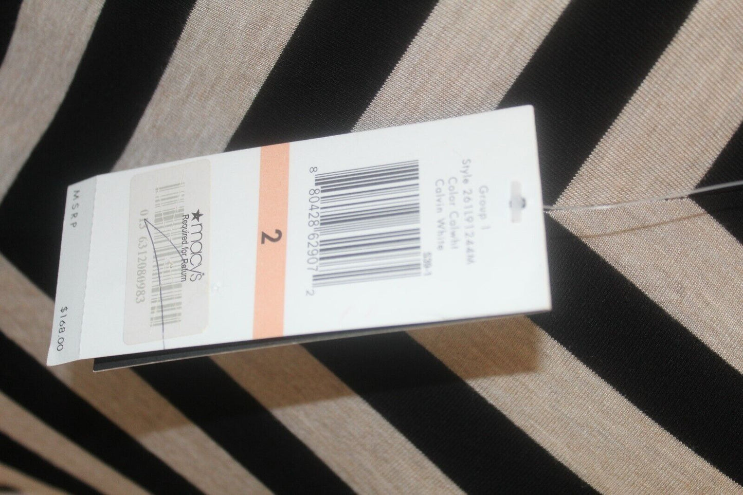 *NWT* $168. CALVIN KLEIN Women’s Black And Grey Striped Maxi Dress Size 2