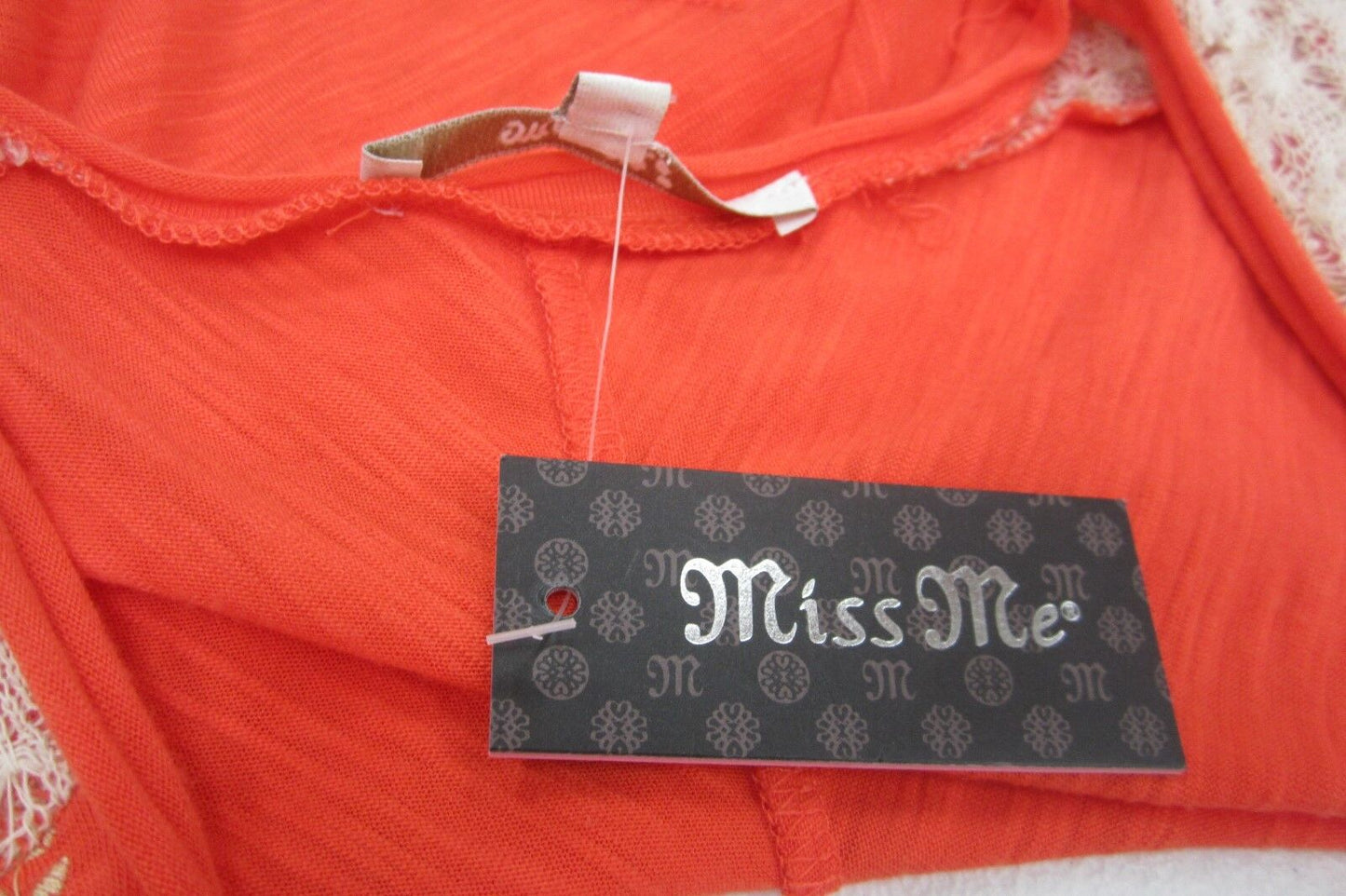 *NWT* MISS ME Lace Layered Orange Sleeveless Tank Women's Top Size M