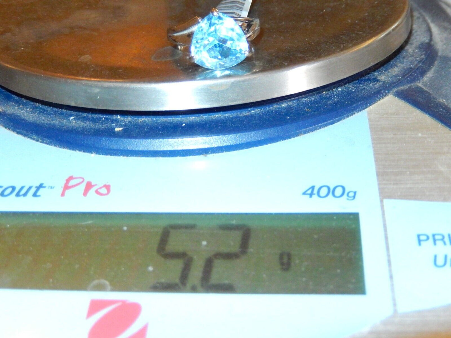 6.00 CT Trillion Cut Swiss Blue Topaz Ring Sterling Silver Sz 8
