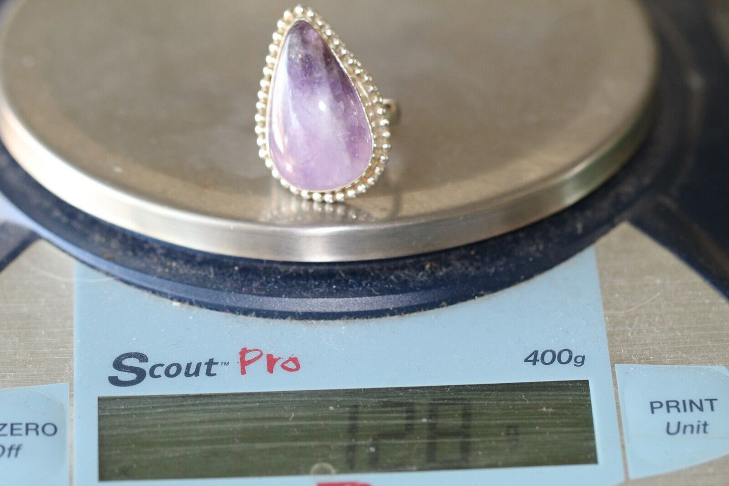 *VINTAGE* HUGE NATIVE AMERICAN STERLING SILVER AMETHYST RING SIZE 10