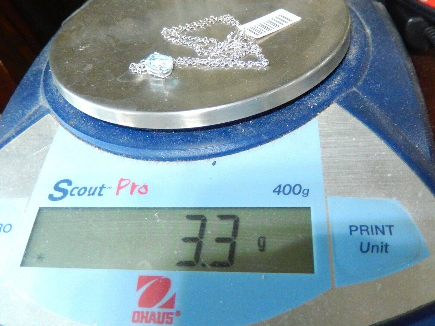 *NWT* 10K White Gold 2.75CT Oval Cut Blue Topaz Solitaire Pendant w/18" Chain