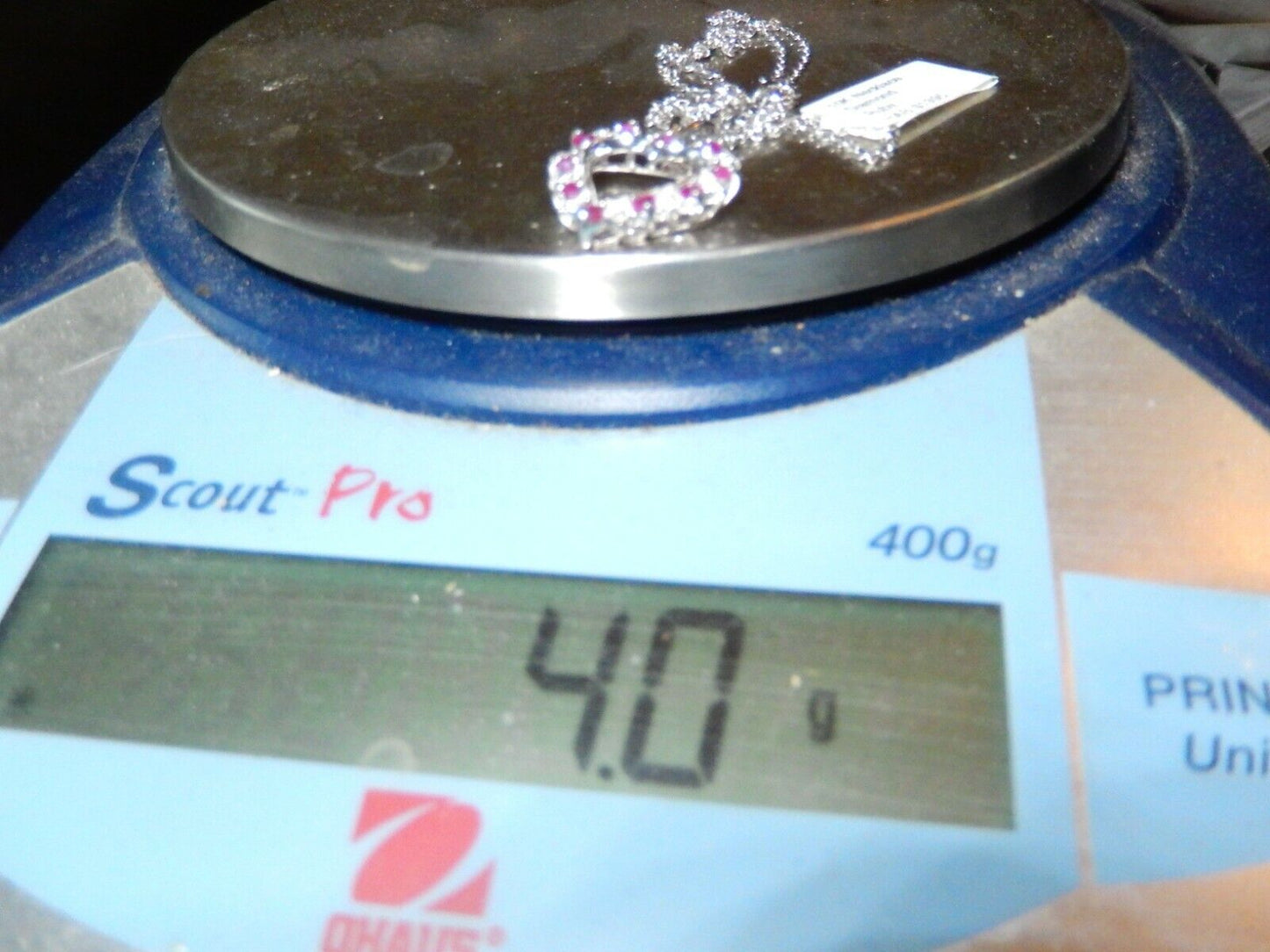 *NWT* 10k White Gold Natural Ruby & Diamond Open Heart Pendant w/18" Chain