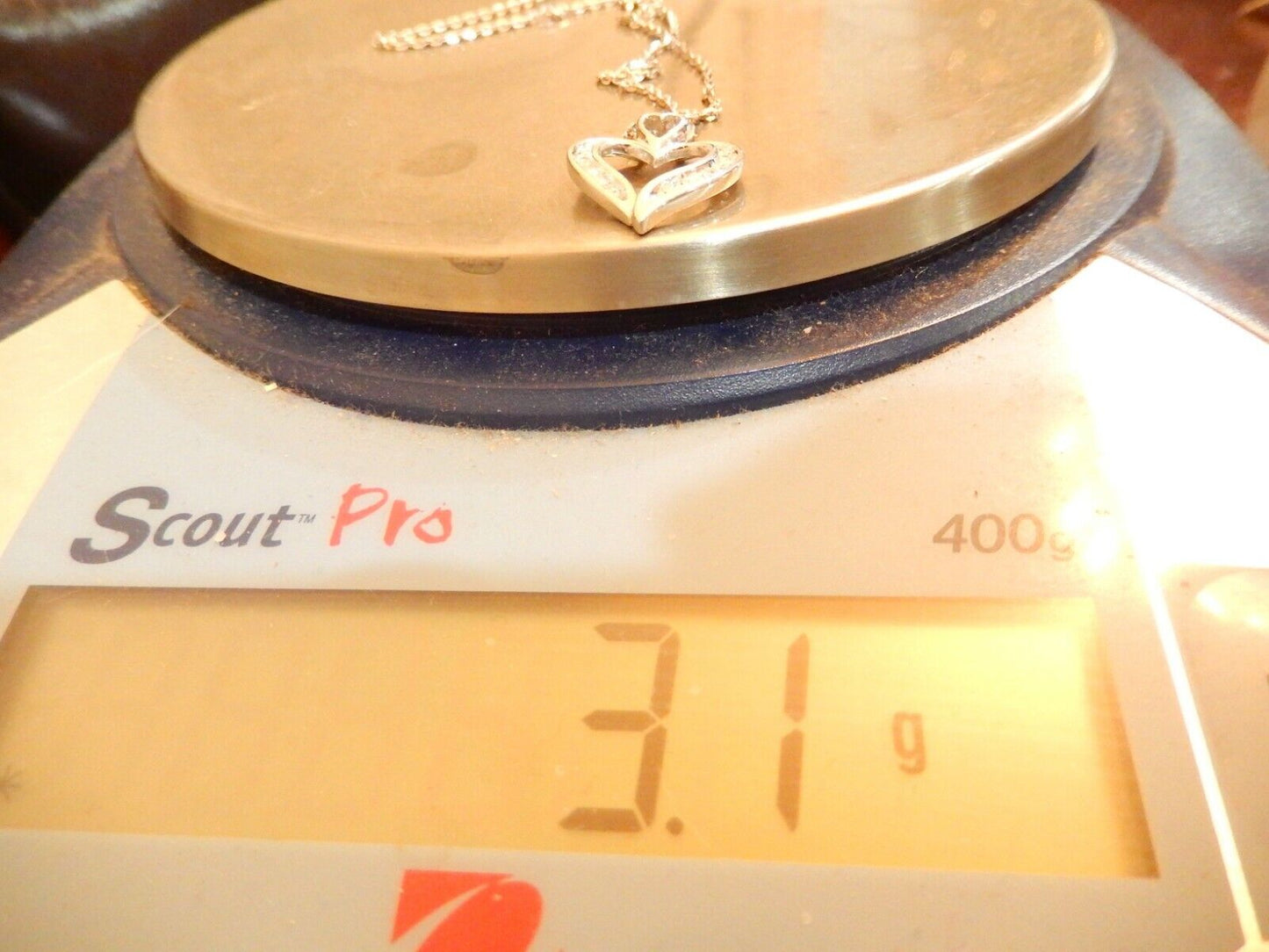 10k White Gold .25CT Natural Round Diamond Heart Pendant with 18" Chain