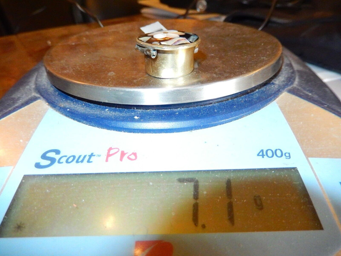 Vintage Silver Hinged Pill Trinket Box Abalone & MOP Inlay Flower Alpaca Mexico