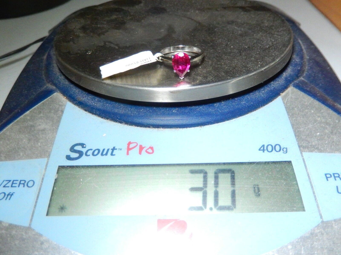 *NWT* 14K White Gold 2.00ct Pear Cut Ruby Lab Created Solitaire Ring Sz 7