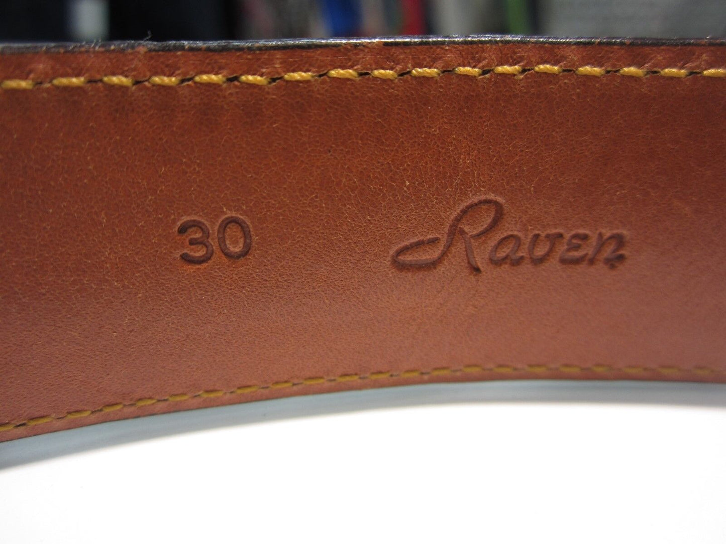 Raven Black American Aligator Womens Belt Size 30 Silvertone Buckle Very Nice