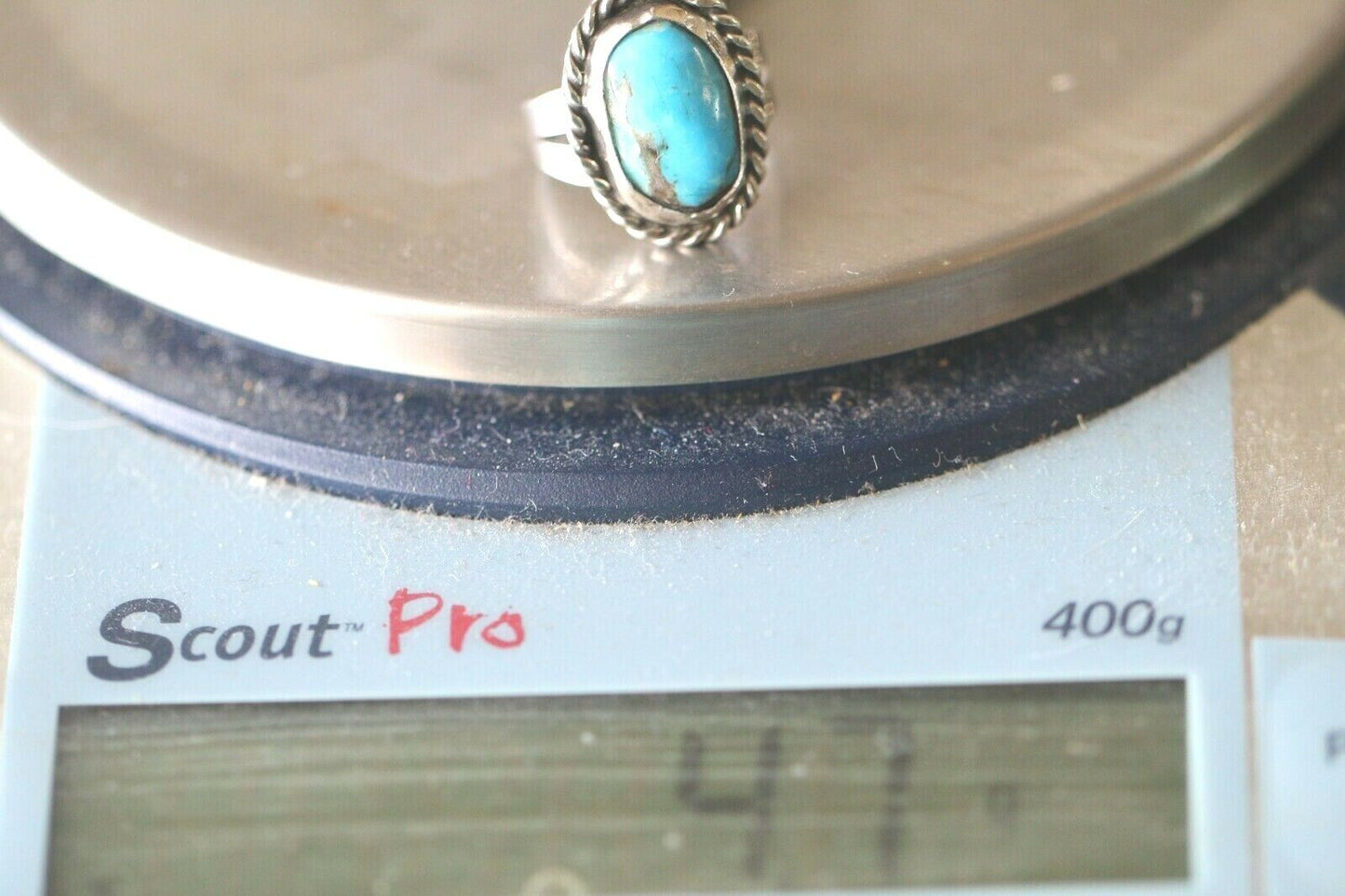 *VINTAGE* Navajo Turquoise Sterling Silver Native American Ring Size 6.75